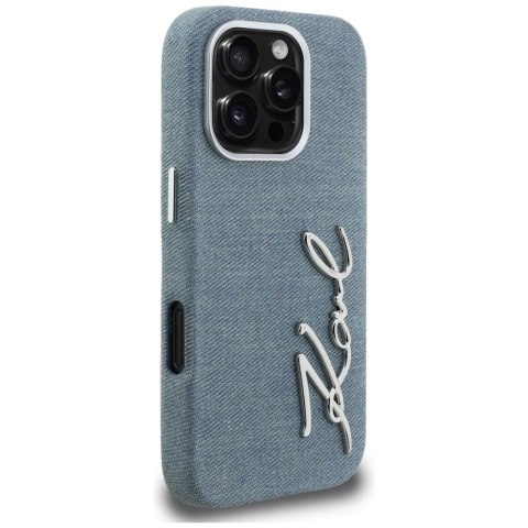 Etui Karl Lagerfeld FW Jeans Signature Logo do iPhone 16 Pro niebieski