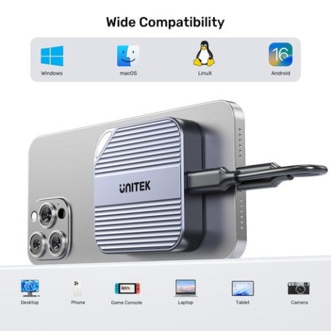 Obudowa dysku Unitek magnetyczna SolidForce Reefer USB-C do M.2 SSD (NVMe/SATA)