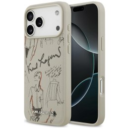 Etui Karl Lagerfeld Grained Pattern & Logo MagSafe do iPhone 17 Pro Max szary