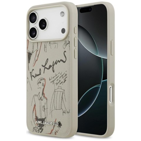 Etui Karl Lagerfeld Grained Pattern & Logo MagSafe do iPhone 17 Pro Max szary