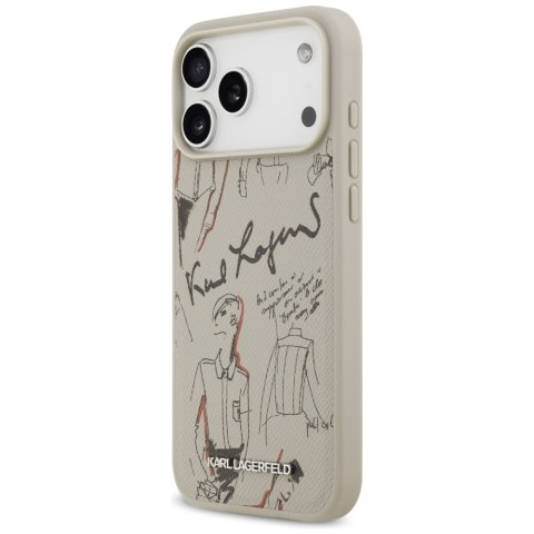 Etui Karl Lagerfeld Grained Pattern & Logo MagSafe do iPhone 17 Pro Max szary