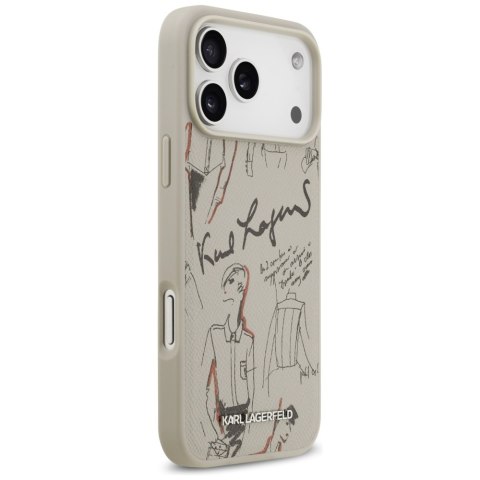 Etui Karl Lagerfeld Grained Pattern & Logo MagSafe do iPhone 17 Pro Max szary
