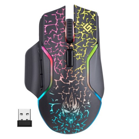Defender Mysz Oneshot GM-067 LED, 3200DPI, 2.4 [GHz], optyczna, 6kl., bezprzewodowa, czarna, wbudowany akumulator