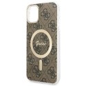 Zestaw Guess GUBPN61H4EACSW Case+Charger iPhone 11 6,1" brązowy/brown hard case 4G Print MagSafe