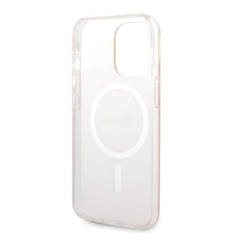 Zestaw Guess GUBPP13LH4EACSP Case+ Charger iPhone 13 Pro różowy/pink hard case 4G Print MagSafe
