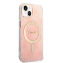 Zestaw Guess GUBPP14MH4EACSP Case+ Charger iPhone 14 Plus 6,7" różowy/pink hard case 4G Print MagSafe