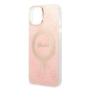 Zestaw Guess GUBPP14MH4EACSP Case+ Charger iPhone 14 Plus 6,7" różowy/pink hard case 4G Print MagSafe