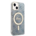 Zestaw Guess GUBPP14SH4EACSB Case+ Charger iPhone 14 6,1" niebieski/blue hard case 4G Print MagSafe