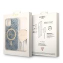 Zestaw Guess GUBPP14SH4EACSB Case+ Charger iPhone 14 6,1" niebieski/blue hard case 4G Print MagSafe