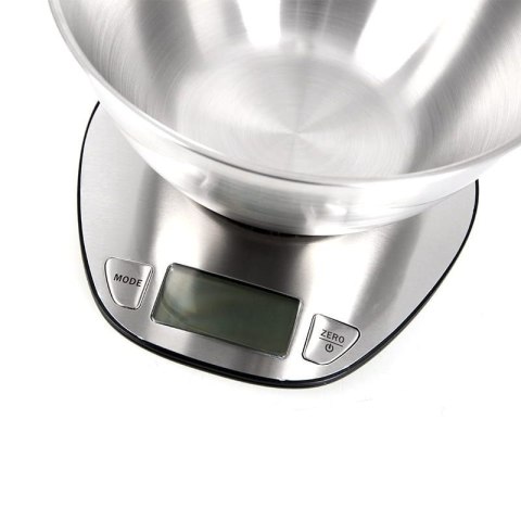 ELDOM WAGA KUCHENNA ELEKTRONICZNA WK320S RENA DOKŁADNOSĆ 1 G WAŻY DO 5 KG WYŚWIETLACZ LED STALOWA Z MISKĄ