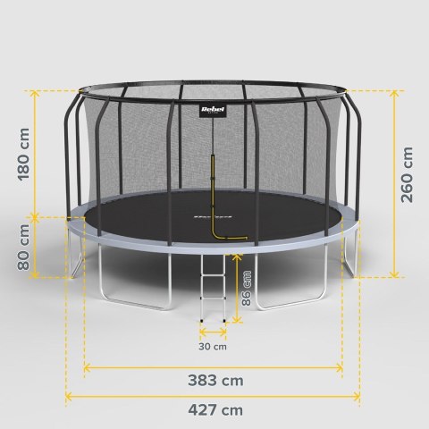 REBEL ACTIVE TRAMPOLINA PRO 14FT/427CM, SIATKA, DRABINKA RBA-8004