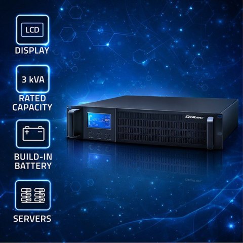 Zasilacz awaryjny UPS RACK Qoltec Pure Sine LCD 3000VA 2400W