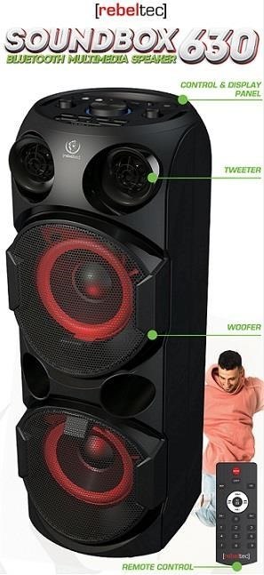 Rebeltec SoundBox 630 Przenośny głośnik Bluetooth stereo czarny, 70W RMS