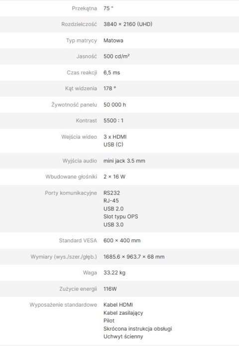 Monitor informacyjny Avtek DS2 75