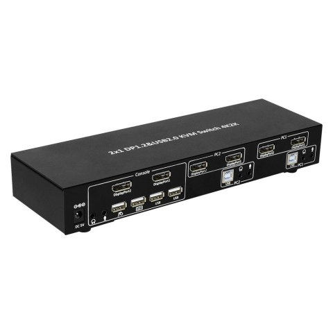 Techly IDATA DP-KVM2 przełącznik KVM Czarny