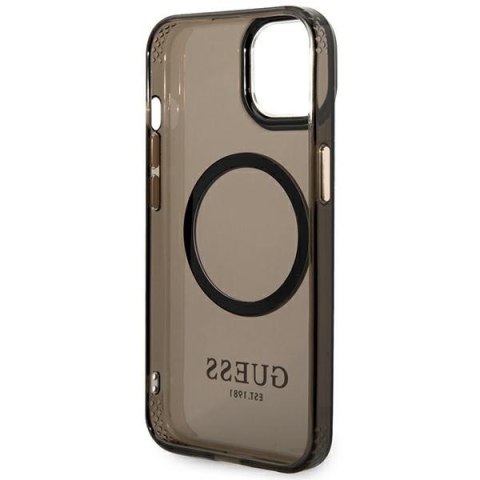 Guess GUHMP14SHTCMK iPhone 14 6,1" czarny/black hard case Gold Outline Translucent MagSafe