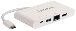 MANHATTAN Adapter USB-C na HDMI 4K, USB-A 3.0, RJ45 Gigabit, USB-C PD IADAP USB31-DOCK1