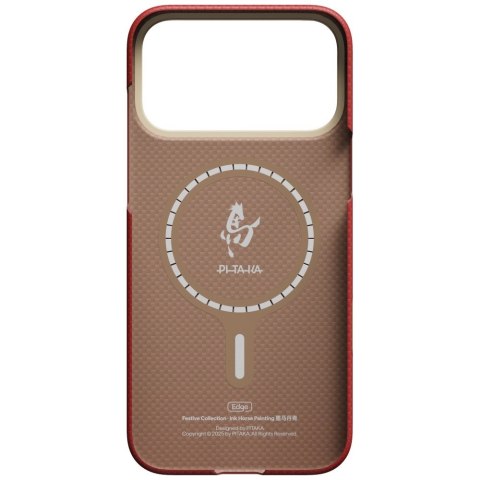 Etui PITAKA Edge Case Ink Horse Painting do iPhone 17 Pro cinnabar