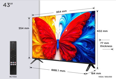 Telewizor TCL 43S5L QLED 43" Full HD Android TV Dolby Digital DVB-T2 Czarny