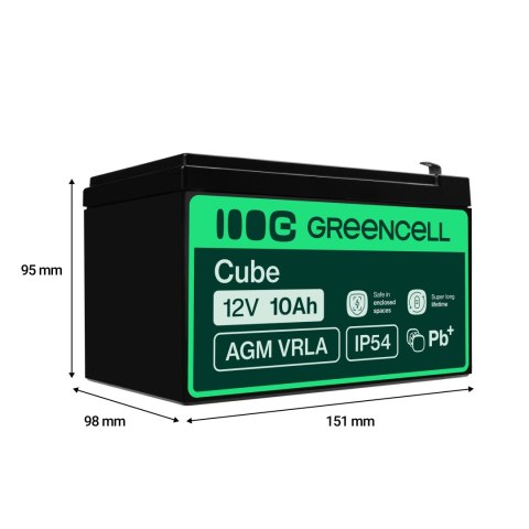 Green Cell AGM VRLA 12V 10Ah maintenance-free bateria do UPS units