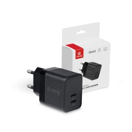 Crong Utra Compact GaN - Ładowarka sieciowa 35W PD 3.0 2x USB-C (czarny)