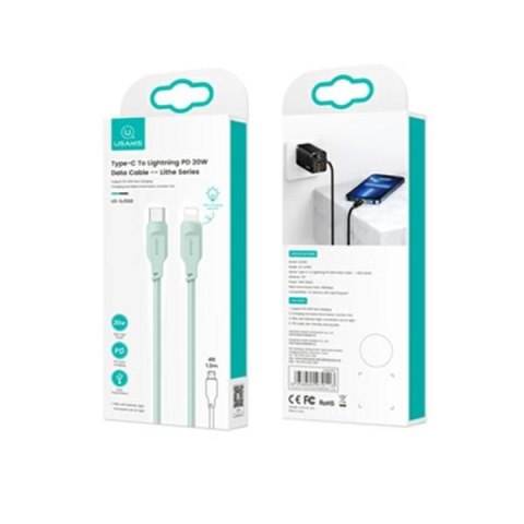 USAMS Kabel USB-C na Lightning PD Fast Charging 1,2m 20W Lithe Series zielony/green SJ566USB04 (US-SJ566)