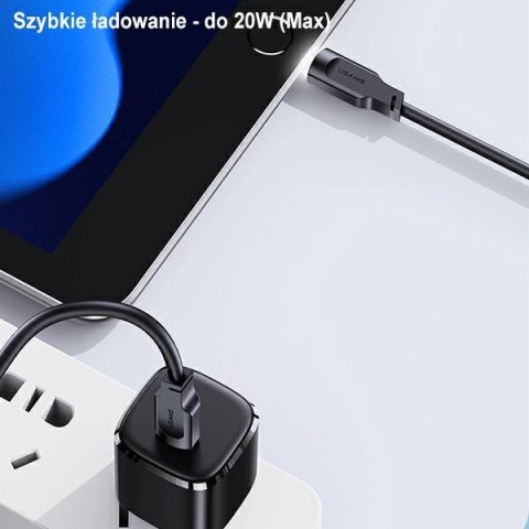 USAMS Kabel USB-C na Lightning PD Fast Charging Lithe Series 1,2m 20W czarny/black SJ566USB01 (US-SJ566)