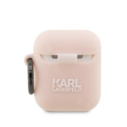 Karl Lagerfeld KLA2RUNCHP AirPods 1/2 cover różowy/pink Silicone Choupette Head 3D