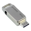 Goodram USB flash disk, USB 3.0, 16GB, ODA3, srebrny, ODA3-0160S0R11, USB A / USB C, z obrotową osłoną