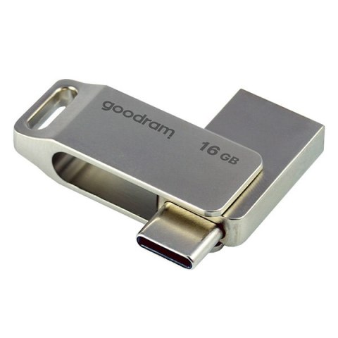 Goodram USB flash disk, USB 3.0, 16GB, ODA3, srebrny, ODA3-0160S0R11, USB A / USB C, z obrotową osłoną