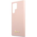 Guess GUHCS23LLSLMGPP S23 Ultra S918 różowy/pink hardcase Silicone Script Metal Logo