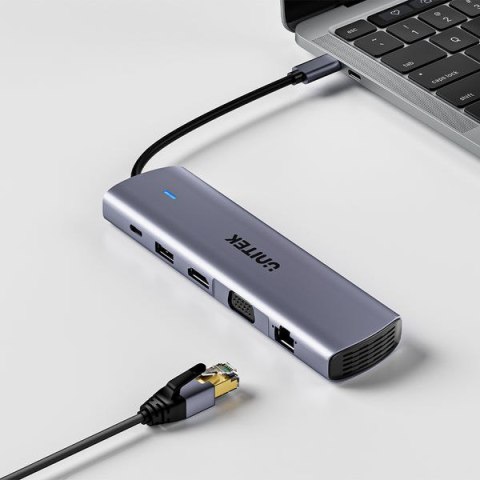 UNITEK D1113BGY01 huby i koncentratory 2 x USB 3.2 Gen 2 (3.1 Gen 2) Type-C 1000 Mbit/s Szary