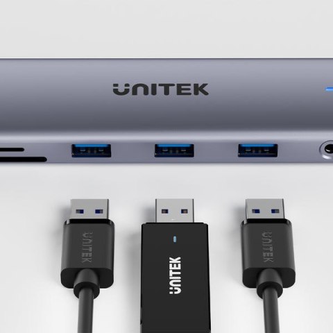 UNITEK D1113BGY01 huby i koncentratory 2 x USB 3.2 Gen 2 (3.1 Gen 2) Type-C 1000 Mbit/s Szary