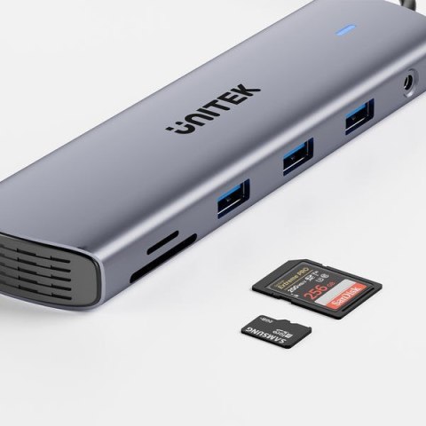 UNITEK D1113BGY01 huby i koncentratory 2 x USB 3.2 Gen 2 (3.1 Gen 2) Type-C 1000 Mbit/s Szary