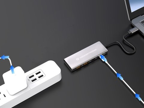 Conceptronic HUBBIES15G huby i koncentratory USB 3.2 Gen 2 (3.1 Gen 2) Type-C 10000 Mbit/s Szary