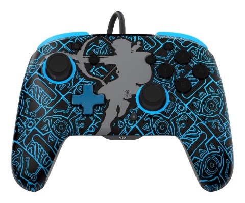 PDP Rematch: Sheikah Shoot Czarny, Niebieski USB Gamepad Analogowa/Cyfrowa Nintendo Switch, Nintendo Switch Lite, Nintendo Switc