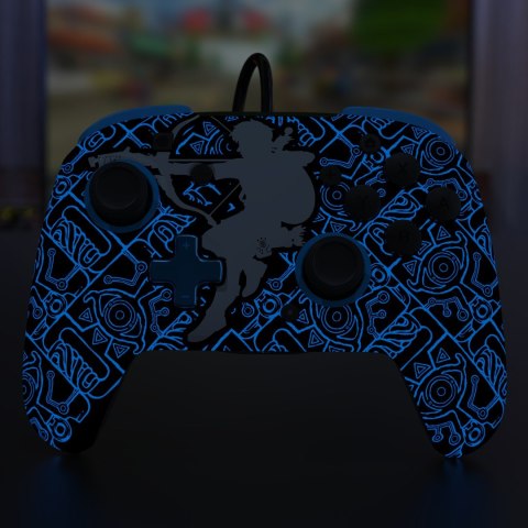PDP Rematch: Sheikah Shoot Czarny, Niebieski USB Gamepad Analogowa/Cyfrowa Nintendo Switch, Nintendo Switch Lite, Nintendo Switc