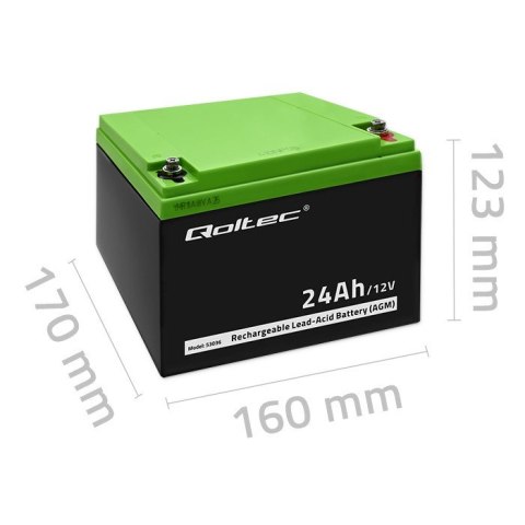 Qoltec Akumulator AGM | 12V | 24Ah | max 360A