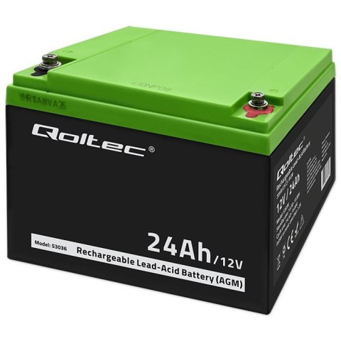 Qoltec Akumulator AGM | 12V | 24Ah | max 360A