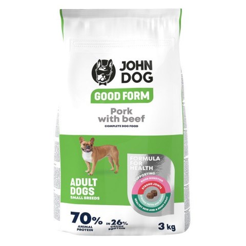 John Dog GOOD FORM MAŁE RASY wieprzowina z wołowiną Karma sucha dla psa 3kg