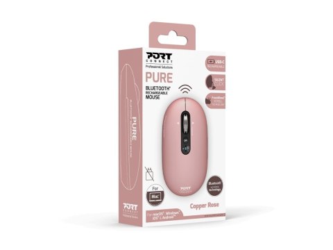 Mysz PORT CONNECT | PURE MAC | Bezprzewodowa | Bluetooth | Różowa