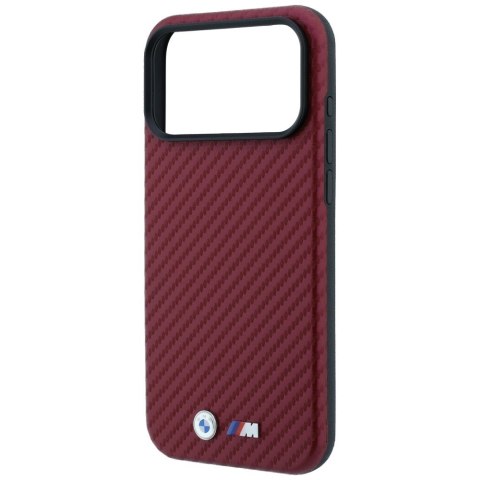 Etui BMW M Carbon Metal Logo MagSafe do iPhone 18 Pro / 17 Pro bordowy