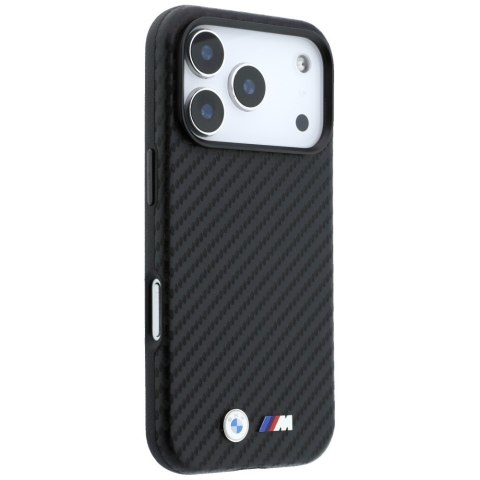 Etui BMW M Carbon Metal Logo MagSafe do iPhone 18 Pro / 17 Pro czarny