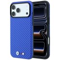 Etui BMW M Carbon Metal Logo MagSafe do iPhone 18 Pro / 17 Pro niebieski