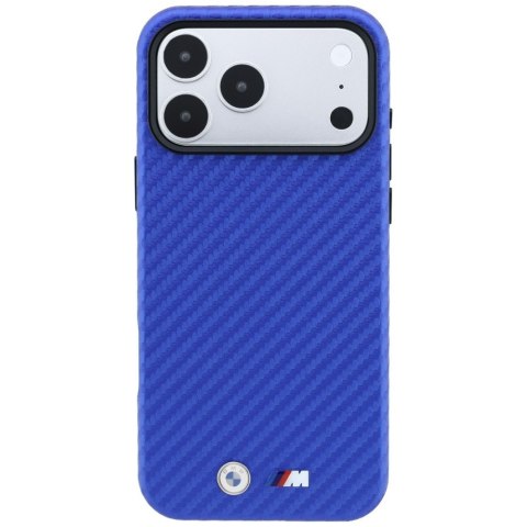 Etui BMW M Carbon Metal Logo MagSafe do iPhone 18 Pro / 17 Pro niebieski