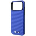Etui BMW M Carbon Metal Logo MagSafe do iPhone 18 Pro / 17 Pro niebieski