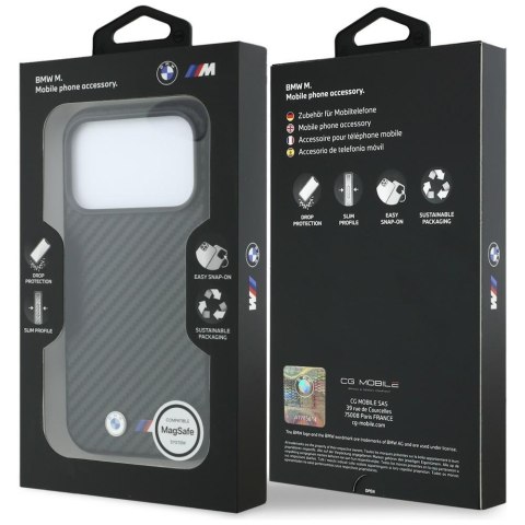 Etui BMW M Carbon Metal Logo MagSafe do iPhone 18 Pro Max / 17 Pro Max czarny