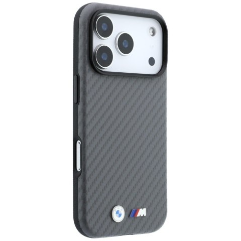 Etui BMW M Carbon Metal Logo MagSafe do iPhone 18 Pro Max / 17 Pro Max szary