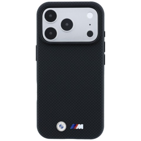 Etui BMW M Quadrille Kevlar Metal Logo MagSafe do iPhone 18 Pro / 17 Pro czarny