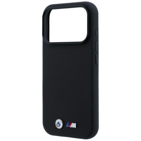 Etui BMW M Quadrille Kevlar Metal Logo MagSafe do iPhone 18 Pro / 17 Pro czarny